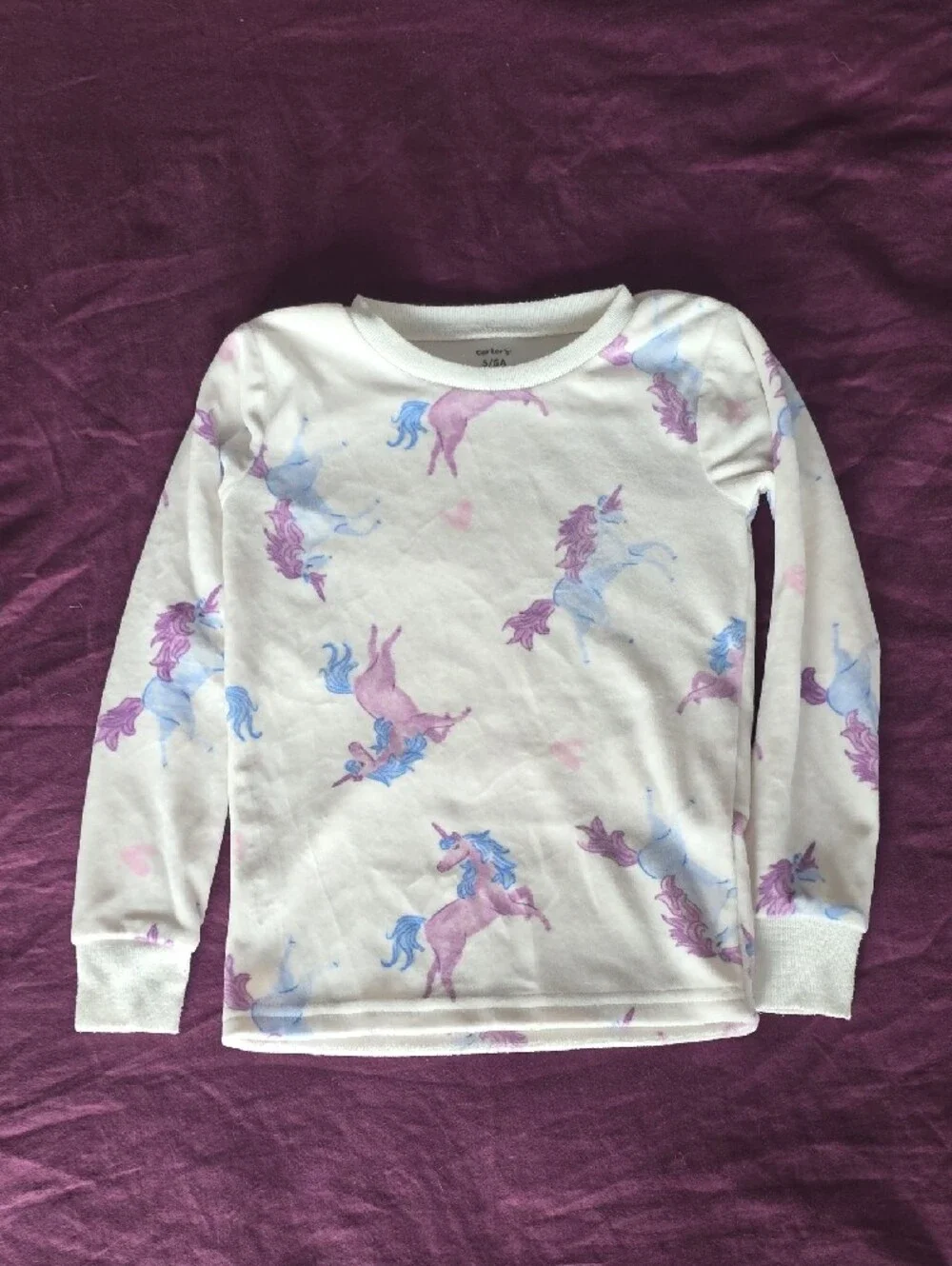 NWOT Girls White Unicorn Print Pajama Set - Fleece Lined Long Sleeve Top & Pants